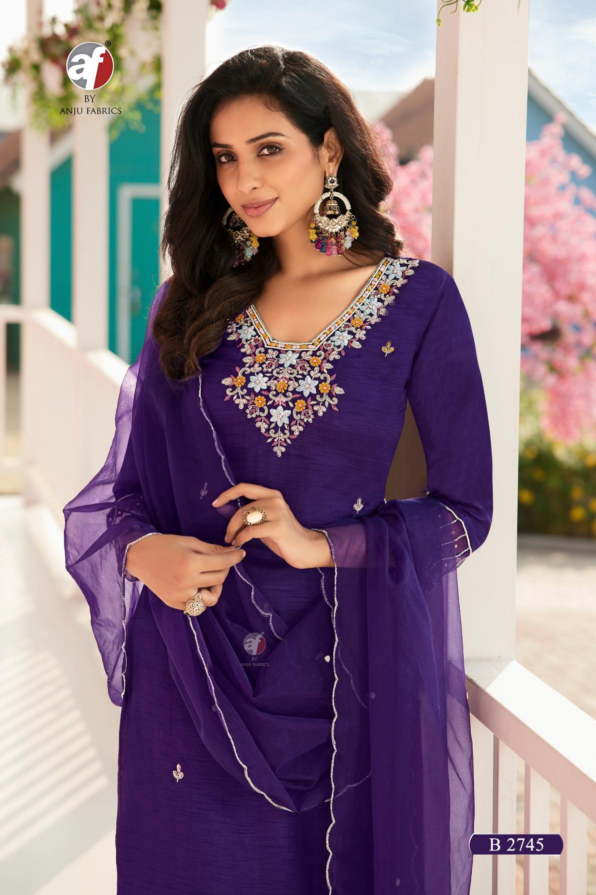 b 2745 by anju fab readymade dola silk exclusive combo 3pcs dress