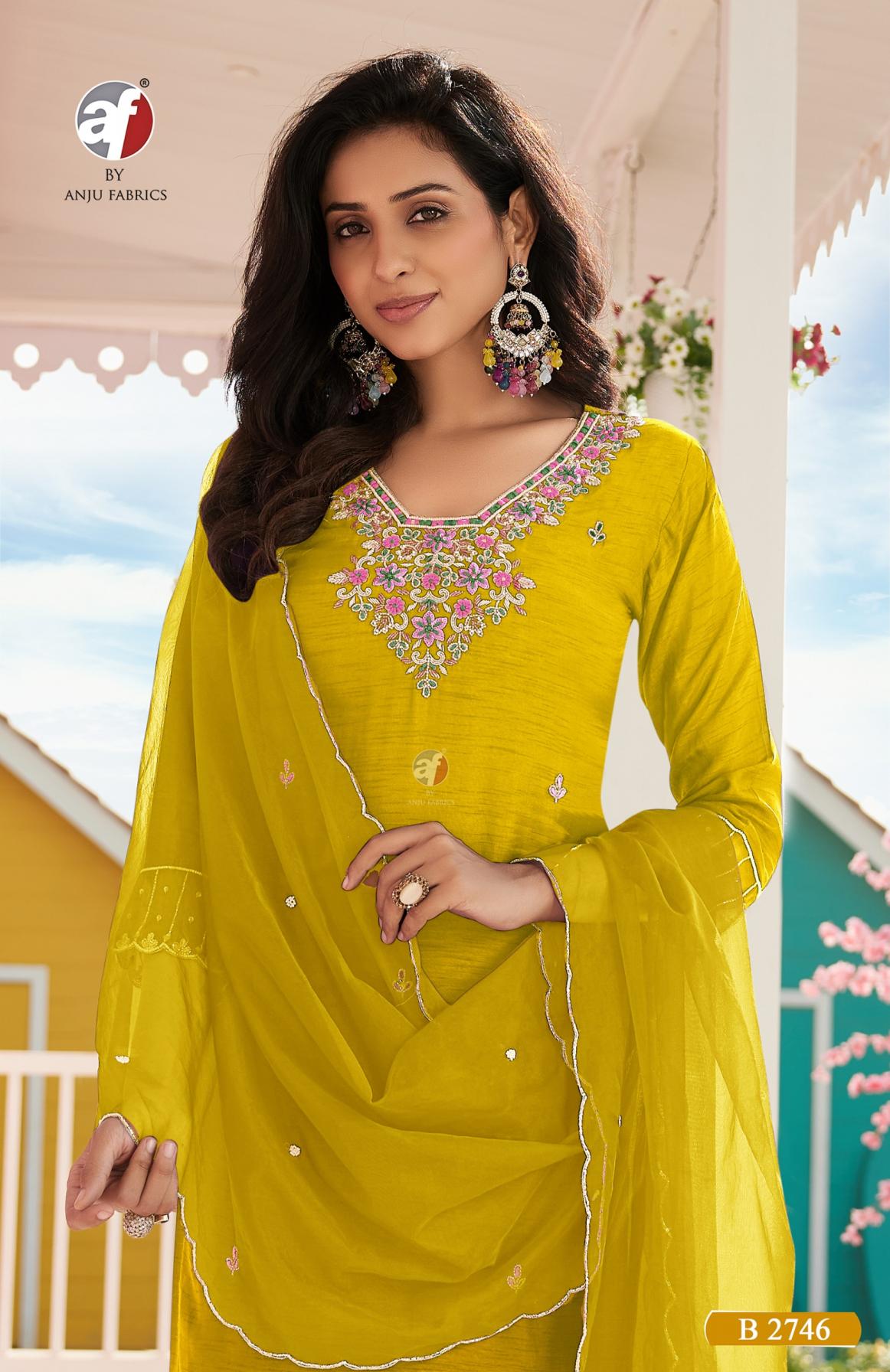 b 2746 by anju fab exclusive fully stitch dola silk combo suit for womens 