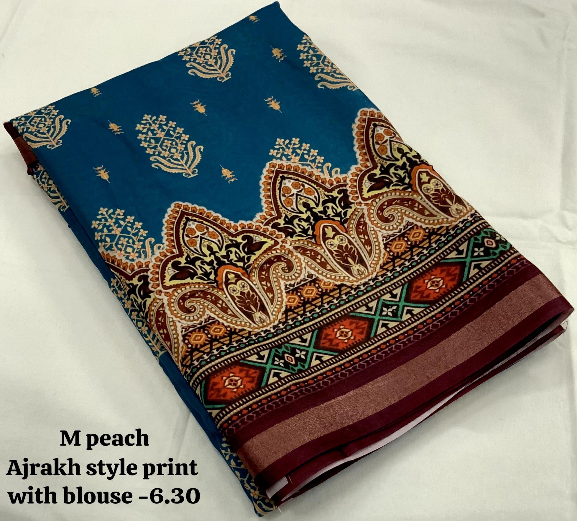  beautiful ajrakh block print hit design saree at best rate  