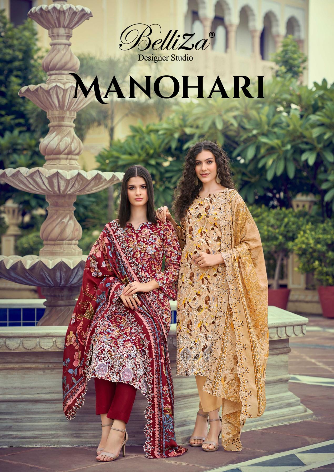 belliza designer manohari pretty cotton pakistani dress materials 