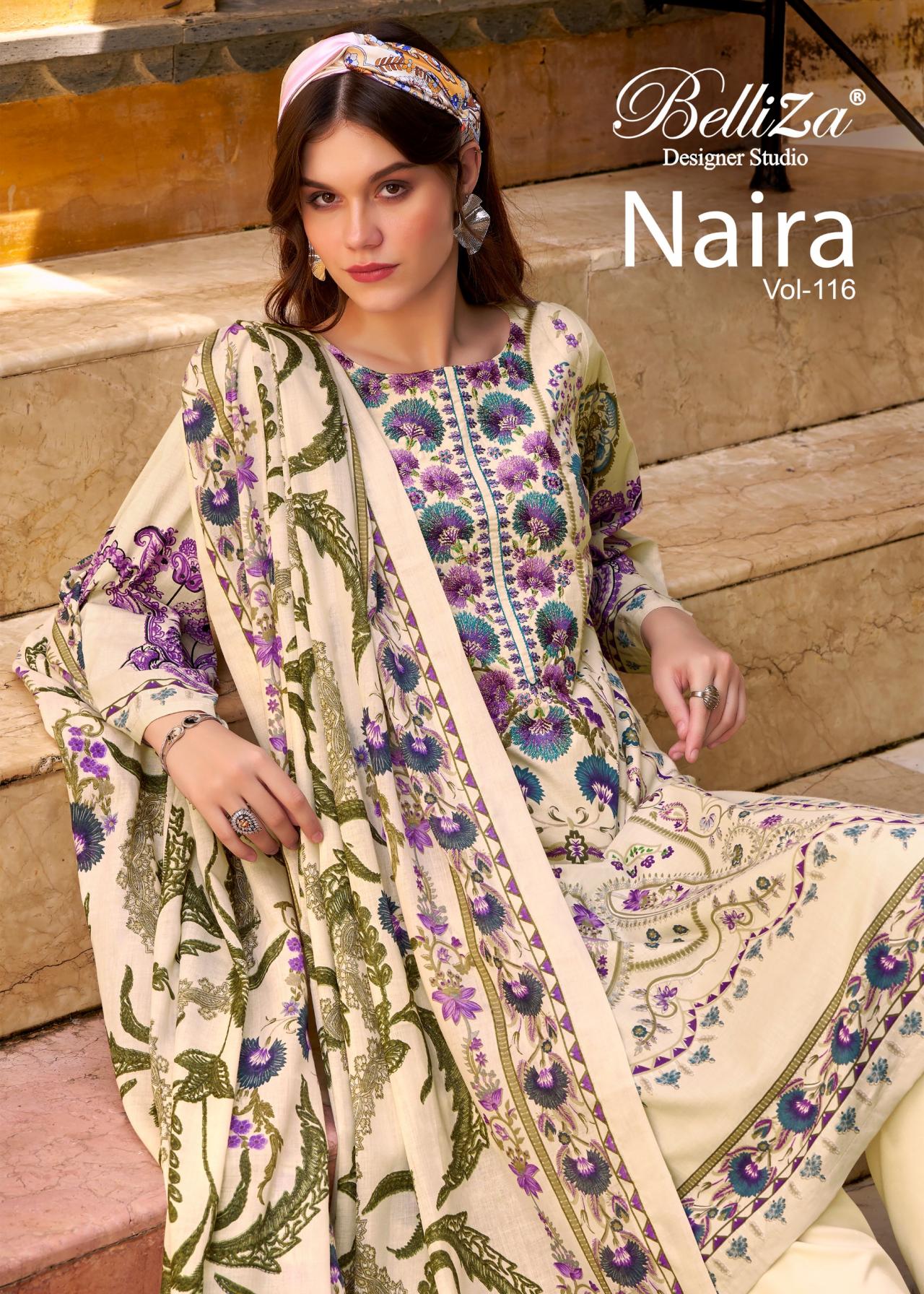 belliza designer naira vol 116 cotton pakistani readymade plus size suits 