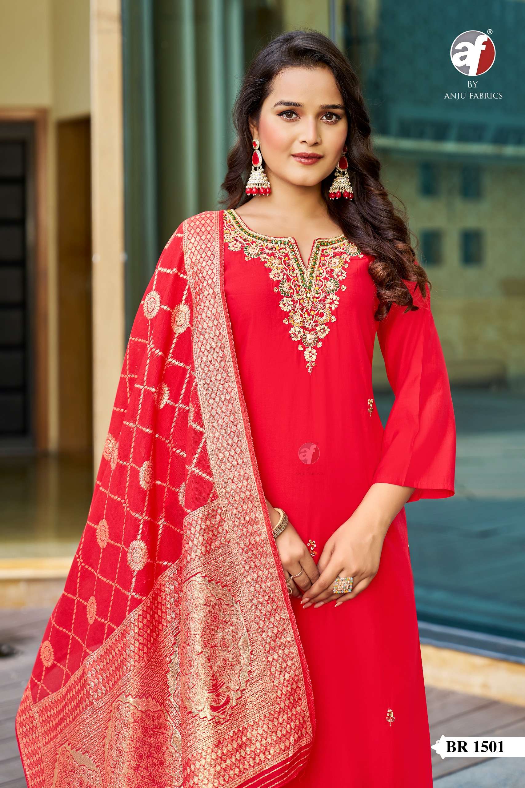 br 1501-1507-1508 by anju fab modal silk karwa attractive fully stitch combo 3pcs dress