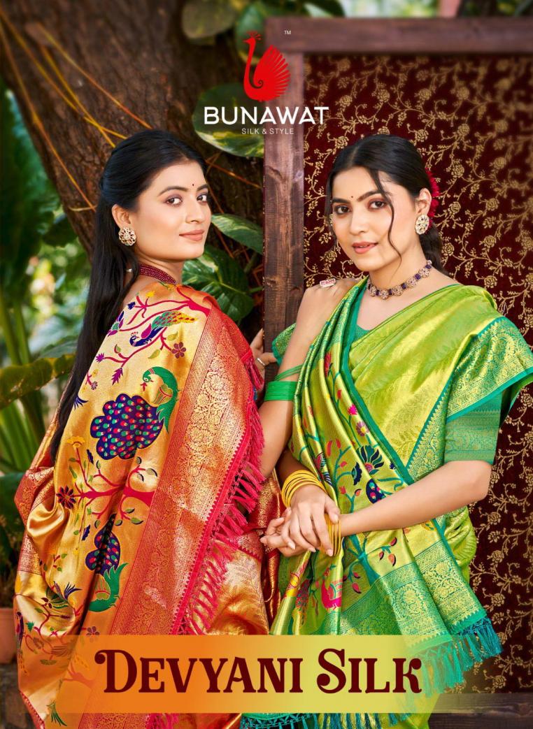Bunawat - Devyani SIlk Sangam Prints Kanjivaram Silk Woven Work Traditional Saree