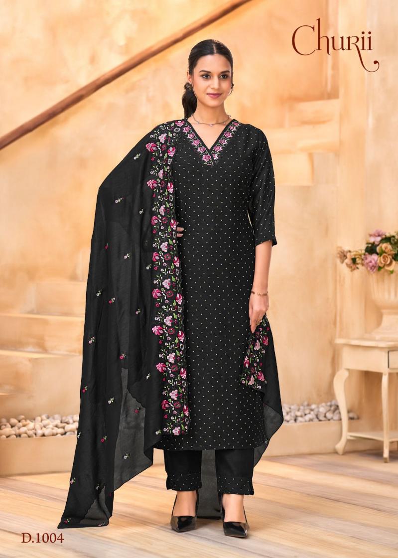 churii blue bell vichitra silk fully stitch combo stylish 3pcs dress