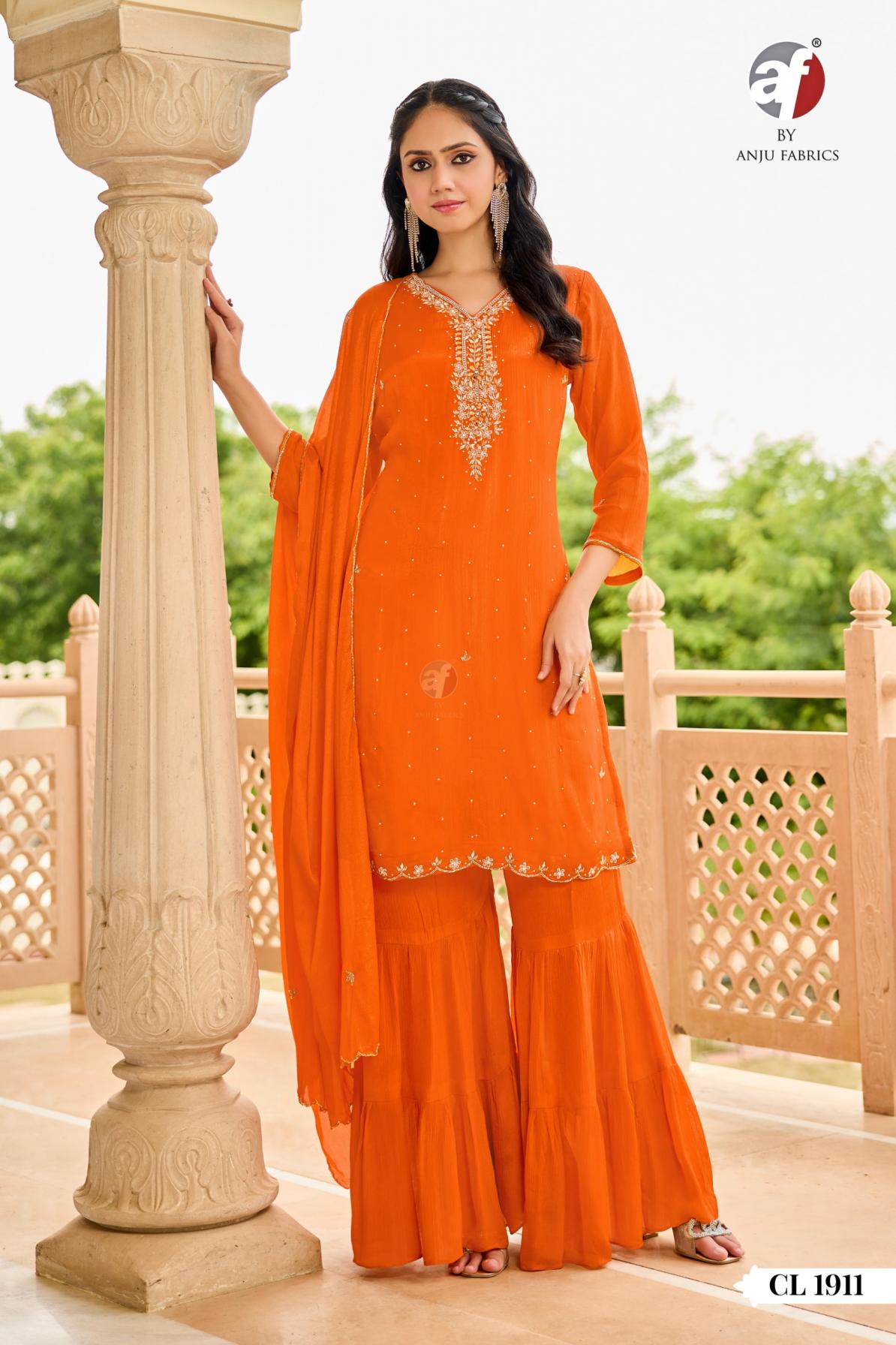 cl 1911 by anju fab fully stitch chinon chiffon stylish combo plazzo salwar kameez 