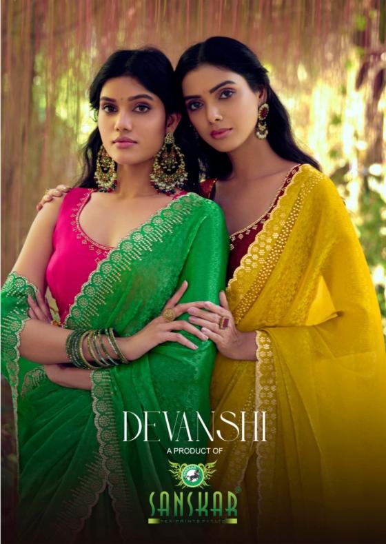 devanshi by sanskar tex prints fancy sequence work shop trendy sarees 