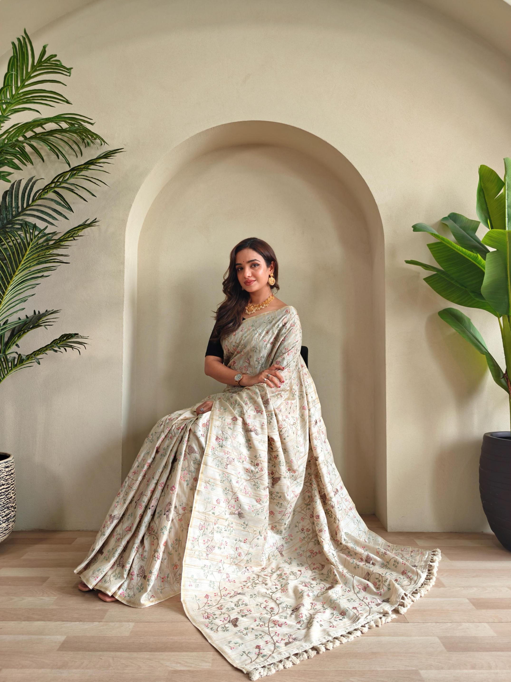devika loom tussar gorgeous look sarees 