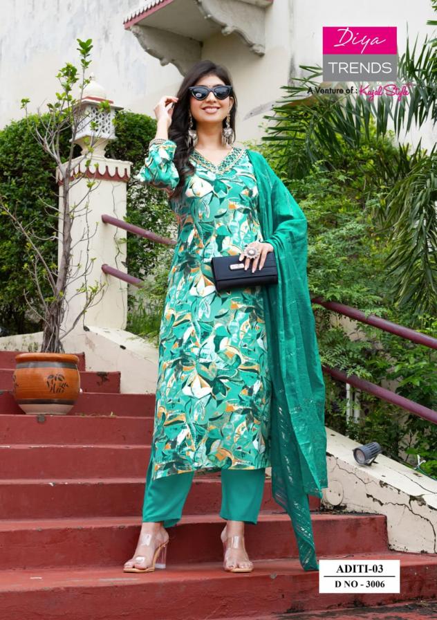 diya trends aditi vol 3 rayon readymade big size 3pcs dress
