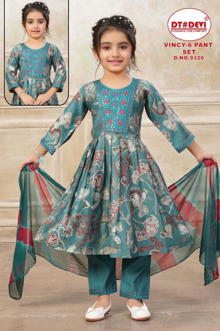 dt devi vincy vol 6 berlin silk 9320 readymade combo kids 3pcs dress
