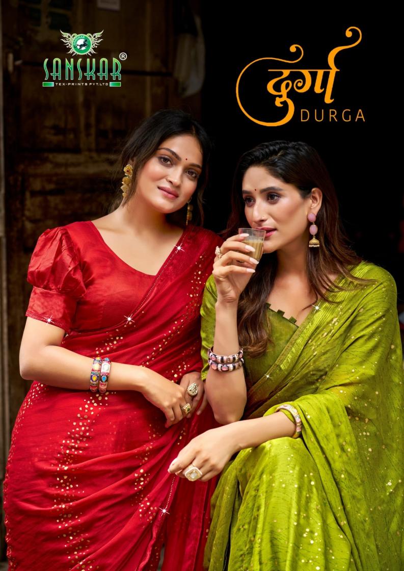 durga by sanskar tex prints unique georgette saree for womens 