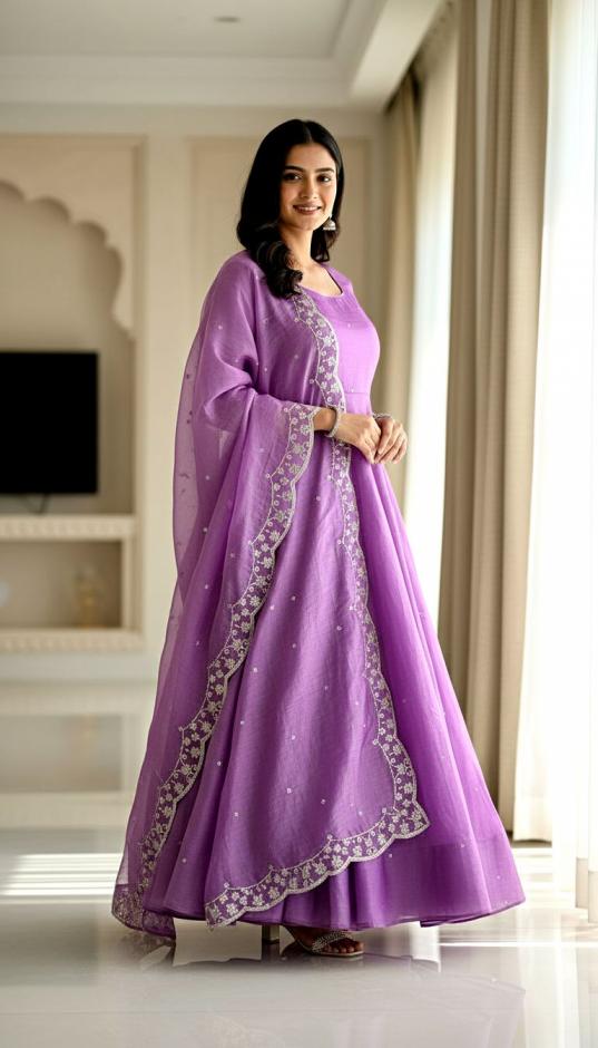 dvd 5101 candi cruss silk readymade stylish anarkali gown with dupatta 