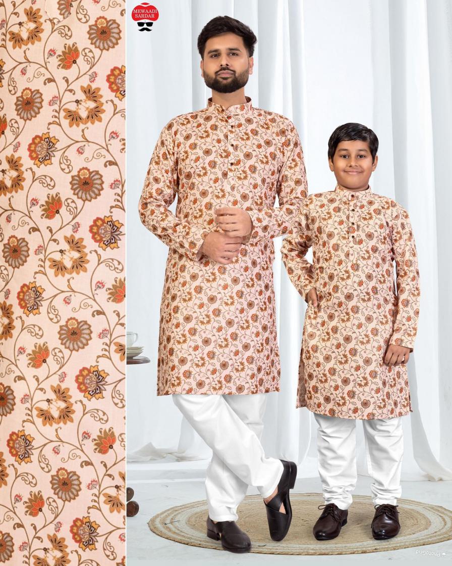 ethnicity fully stitch cotton printed kurta for adult and kids for festivals 