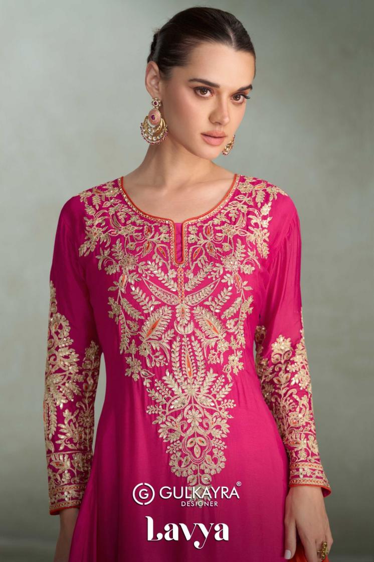 gulkayra designer lavya party wear chinon readymade plazzo suits 