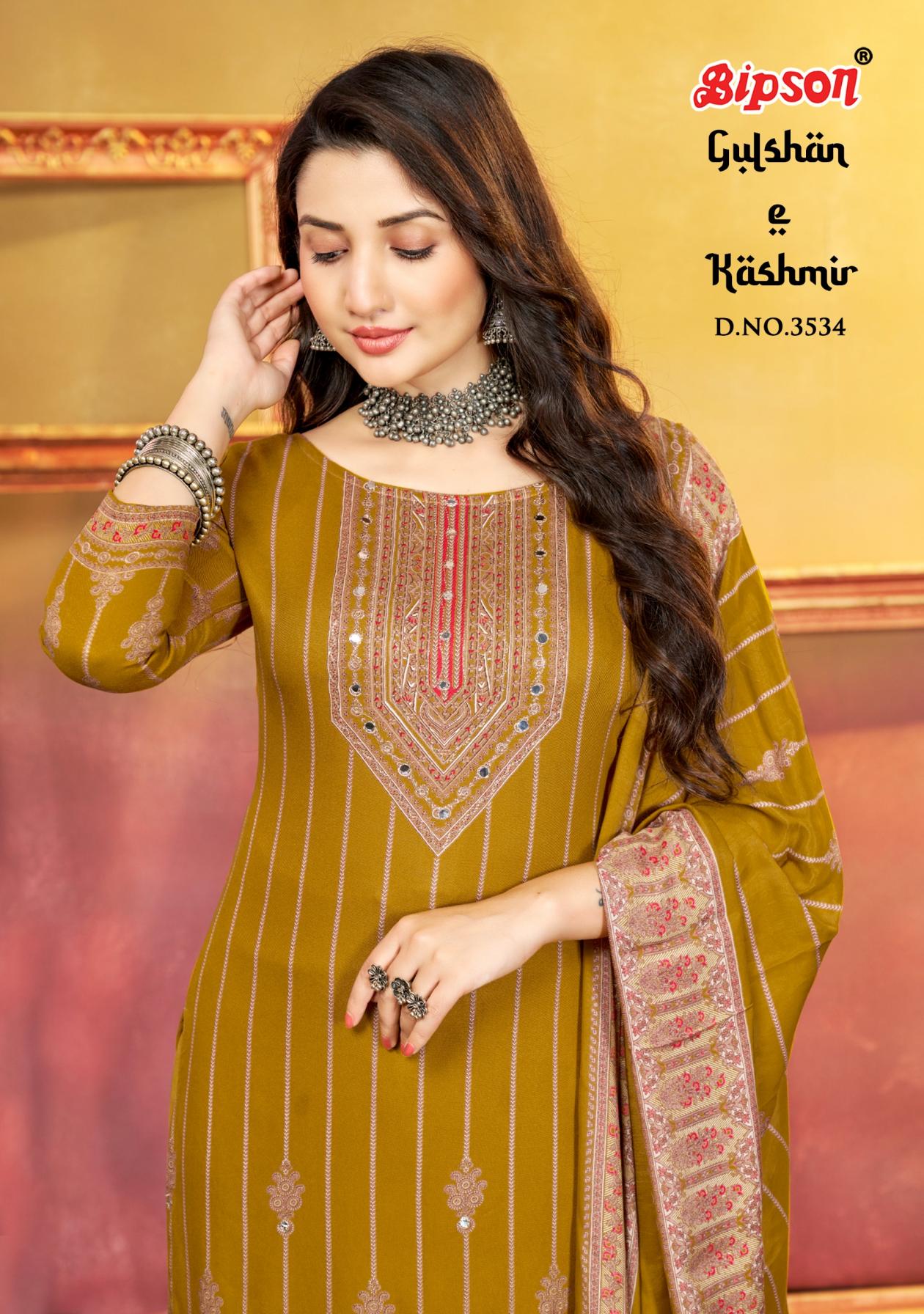 gulshan e kashmir 3534 by bipson prints viscose pashmina winter best suit online 