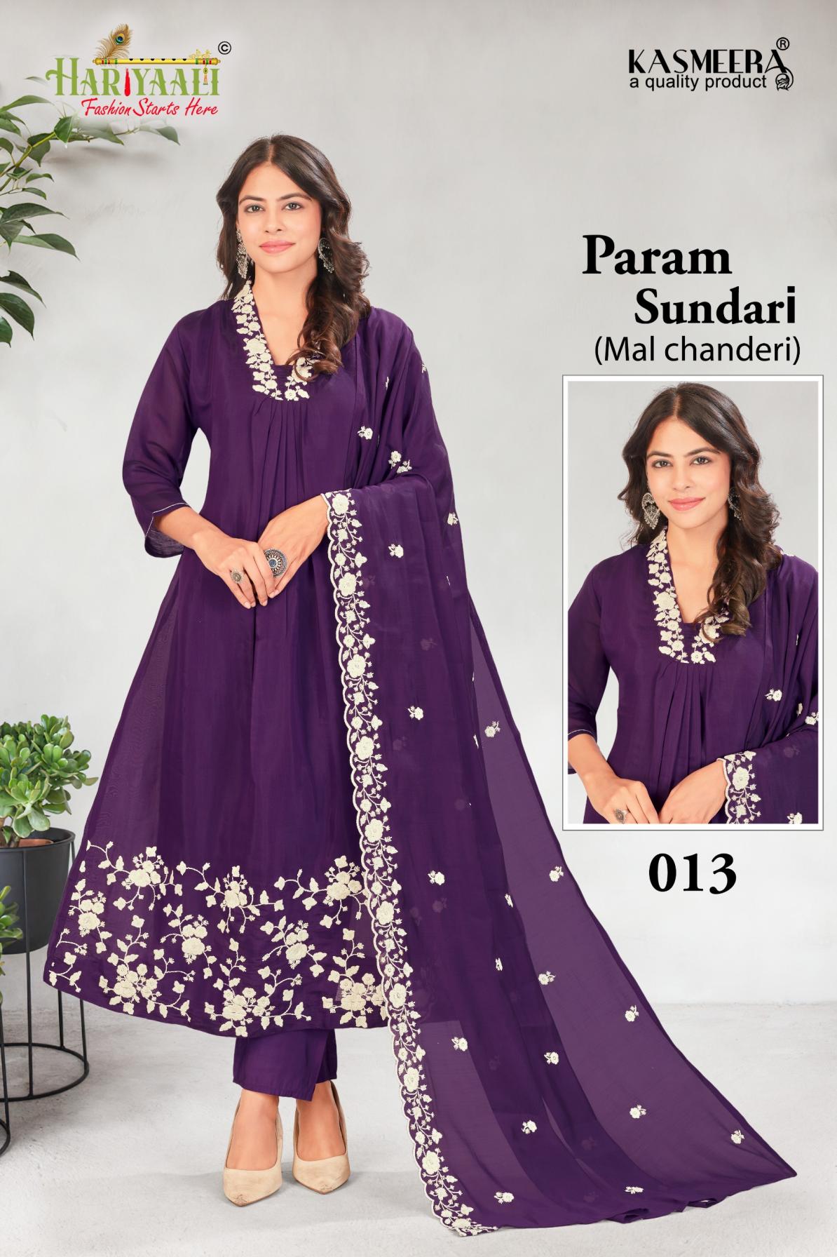 hariyaali param sundari fancy mul chanderi combo set full stitch 3pcs dress
