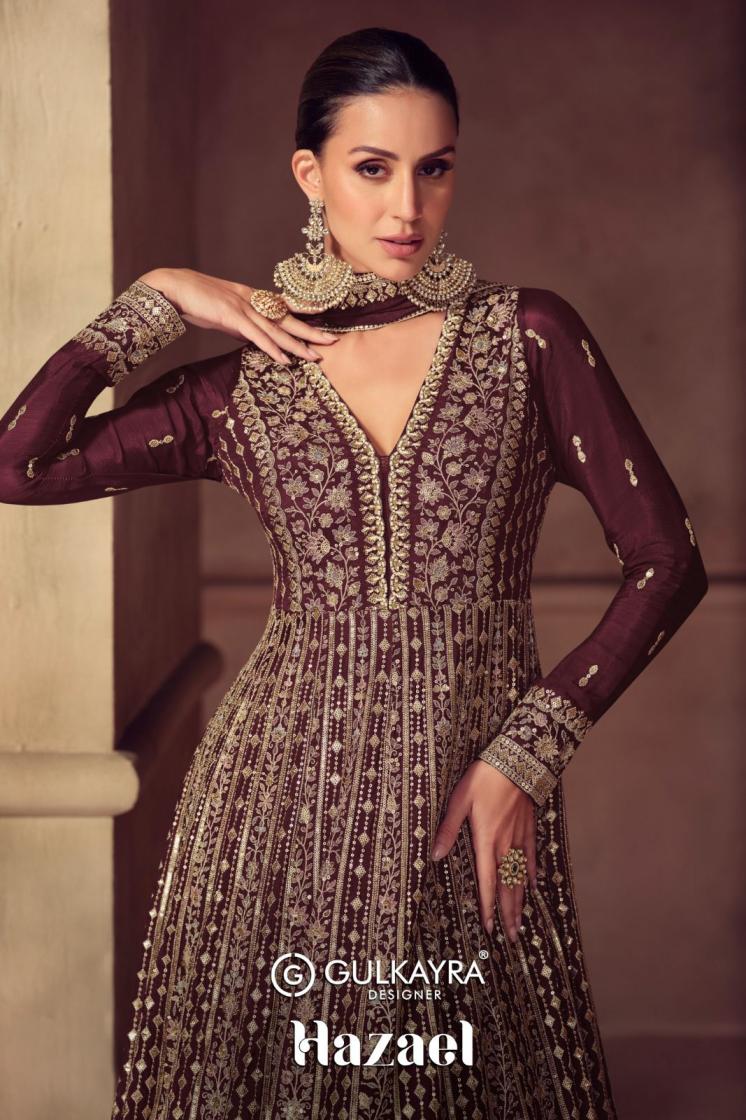 hazael by gulkayra designer chinon readymade stylish gown with dupatta 