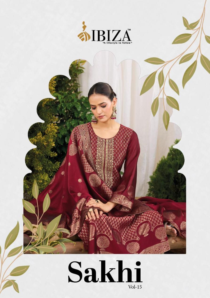 ibiza sakhi vol 15 banglory silk jacquard pretty look 3pcs dress