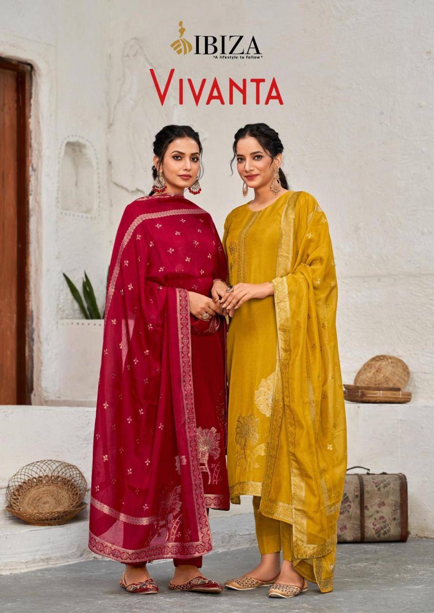 ibiza vivanta banglory silk jacquard stylish 3pcs dress