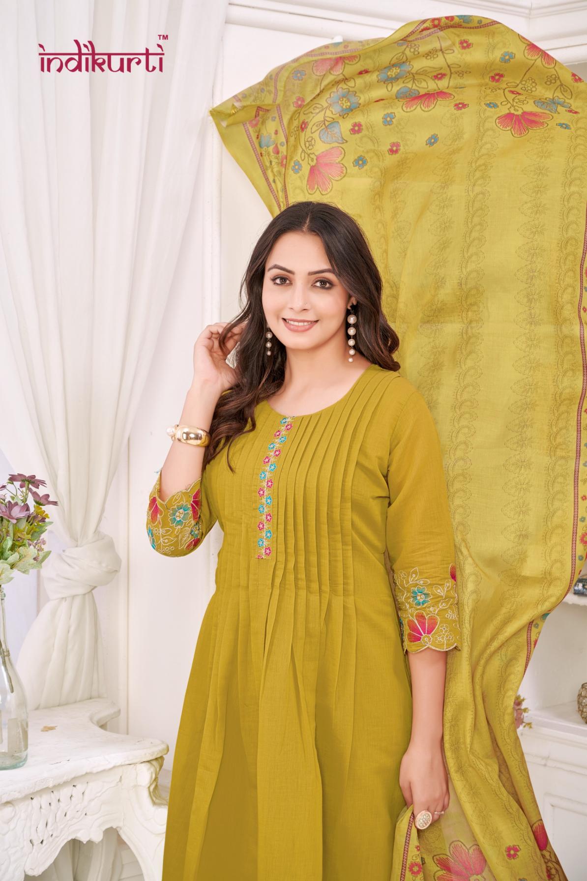 indikurti ishita fully stitch mul chanderi combo suit for womens 