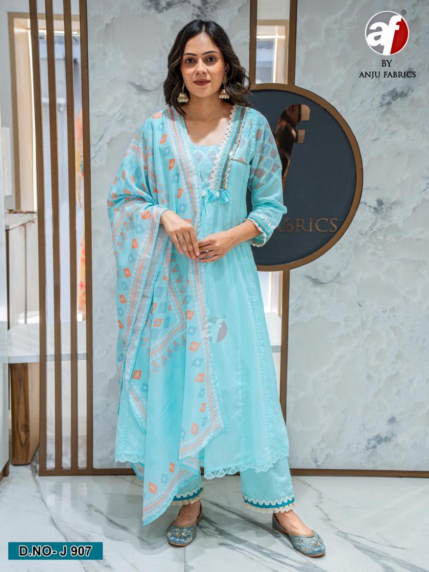 j 907 by anju fab attractive look mul cotton full stitch combo set 3pcs dress