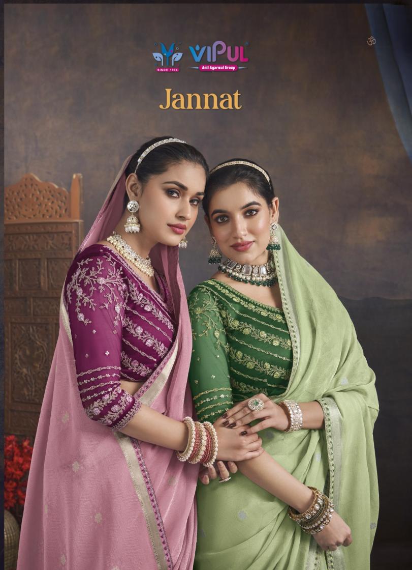 jannat by vipul fashion organza amazing saree wholesaler 
