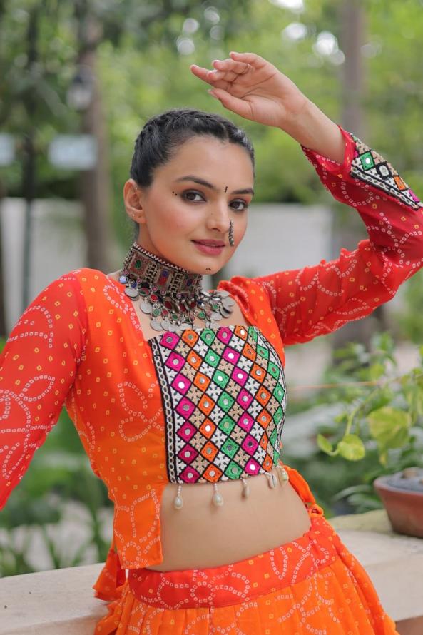 ka 5049 bandhani print navratri special readymade lehenga choli online