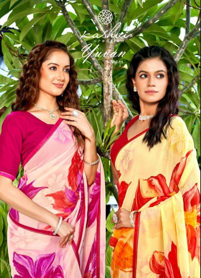 kashvi creation yuvan vol 11 georgette gorgeous look saree 