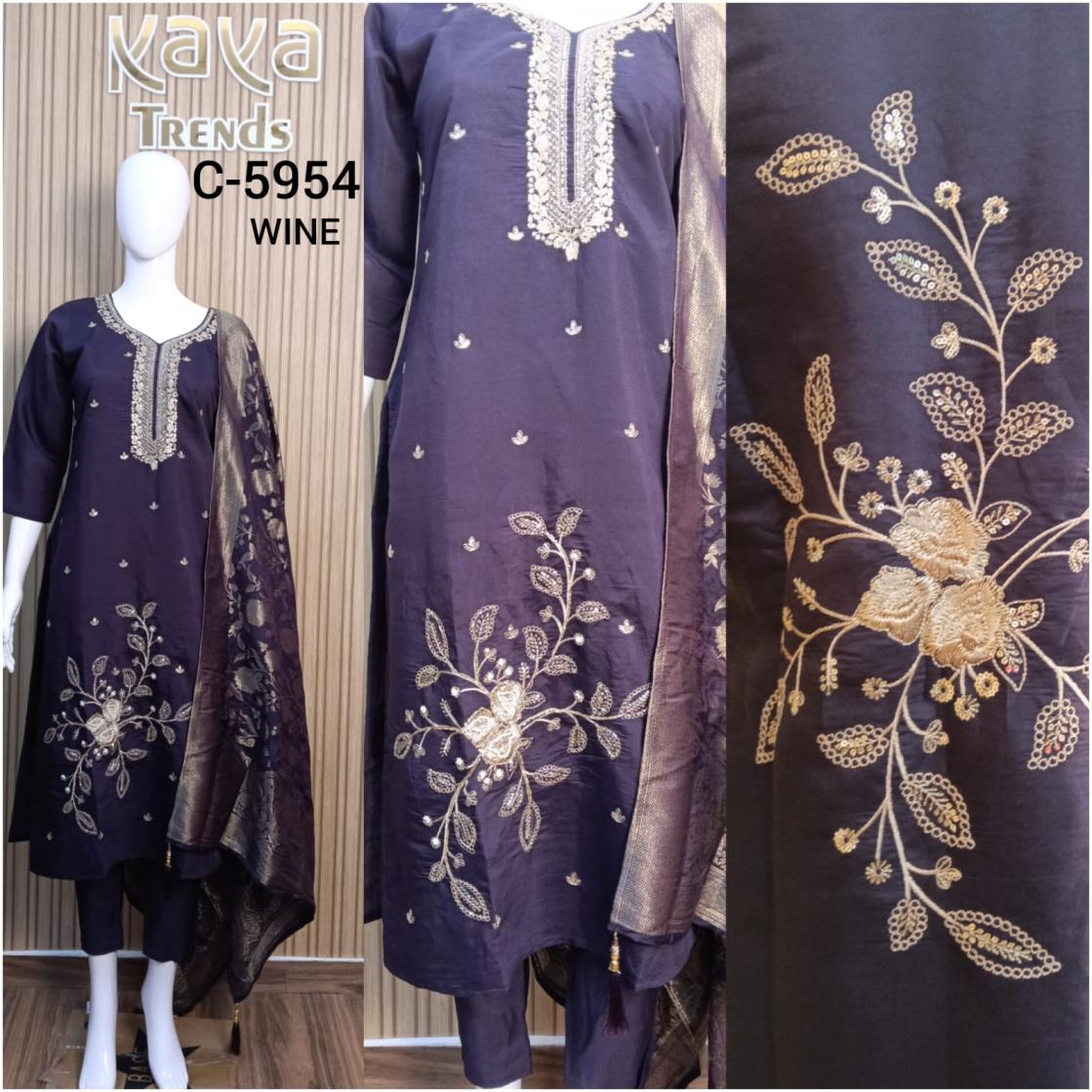 kaya 5954 indigo roman silk hit design fully stitch combo ladies suits 