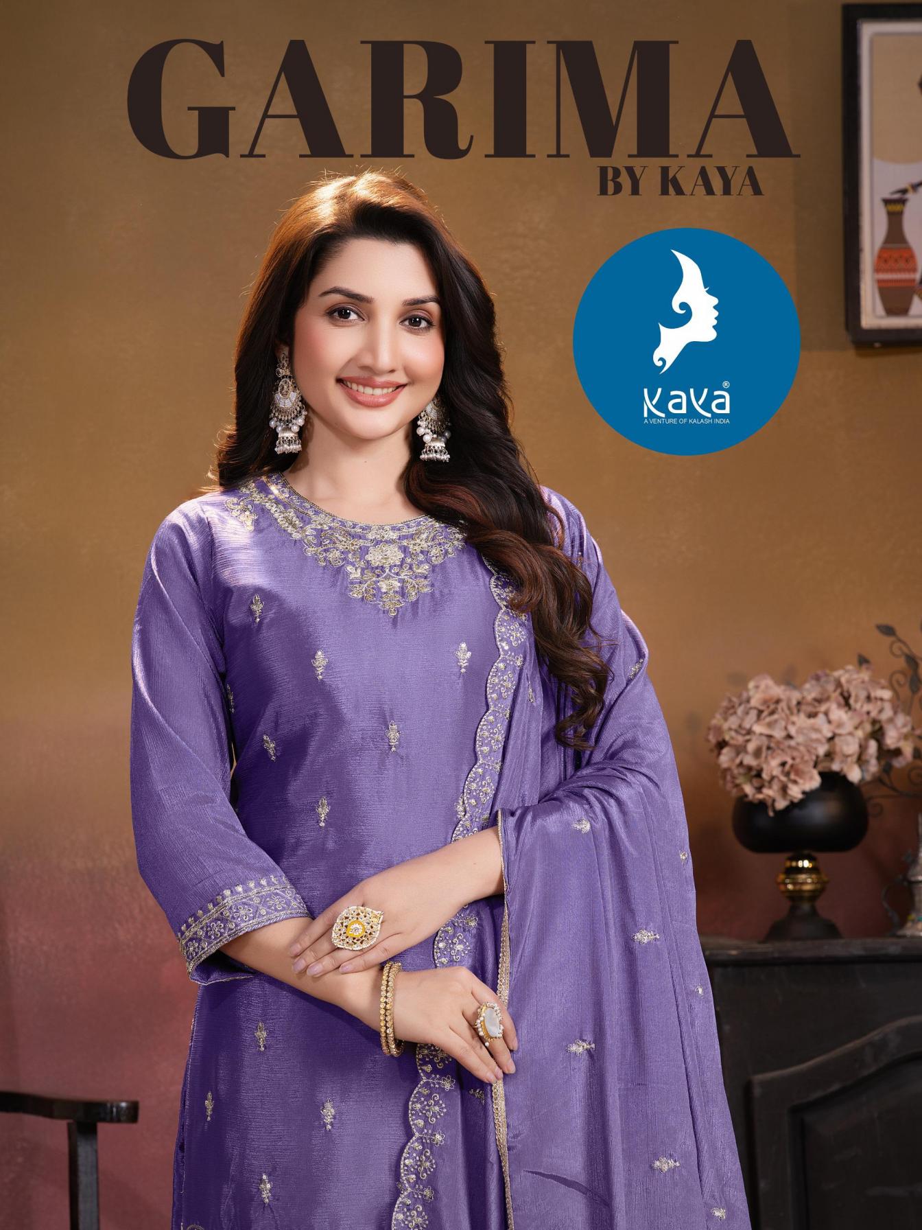 kaya garima chinon fully stitch classic big size plazzo suit for womens  