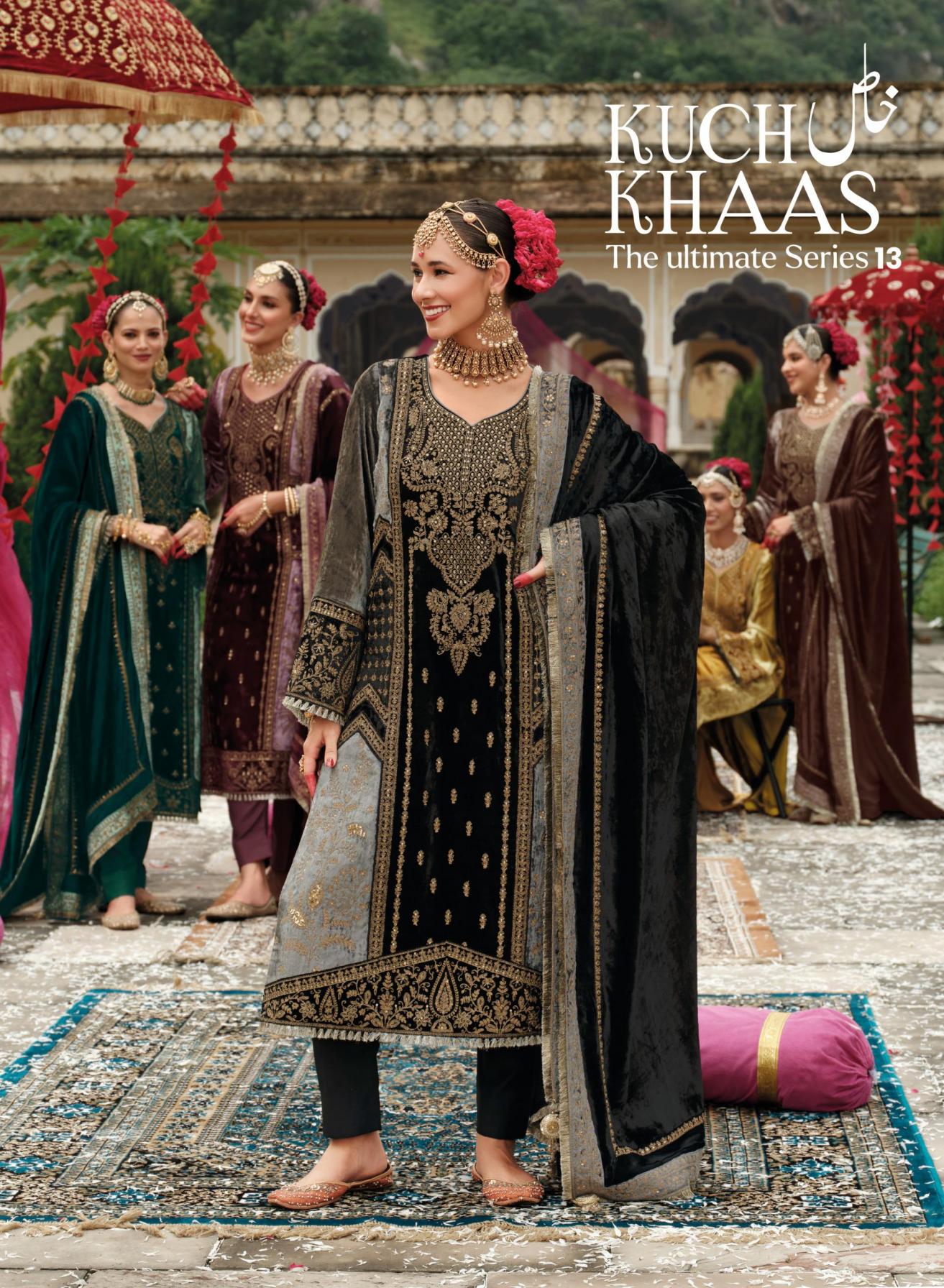 kuch khaas vol 13 by ibiza lifestyle silky velvet winter 3pcs dress