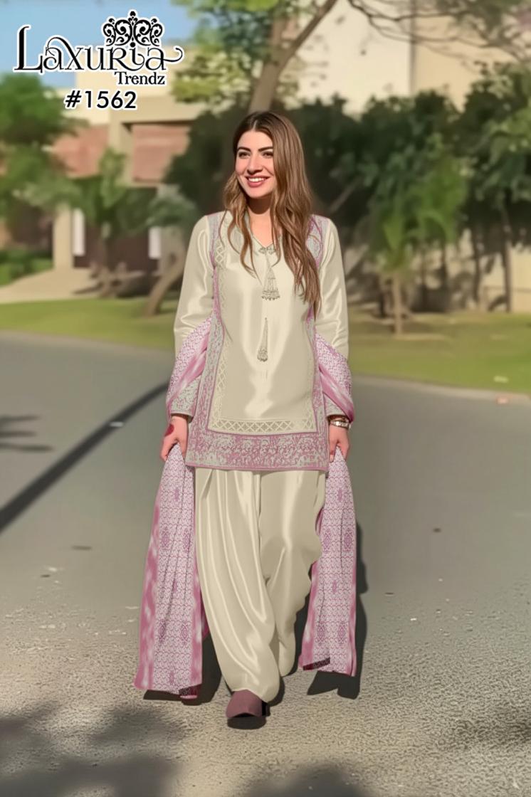 laxuria trendz 1562 fully stitch satin pakistani suit for womens 