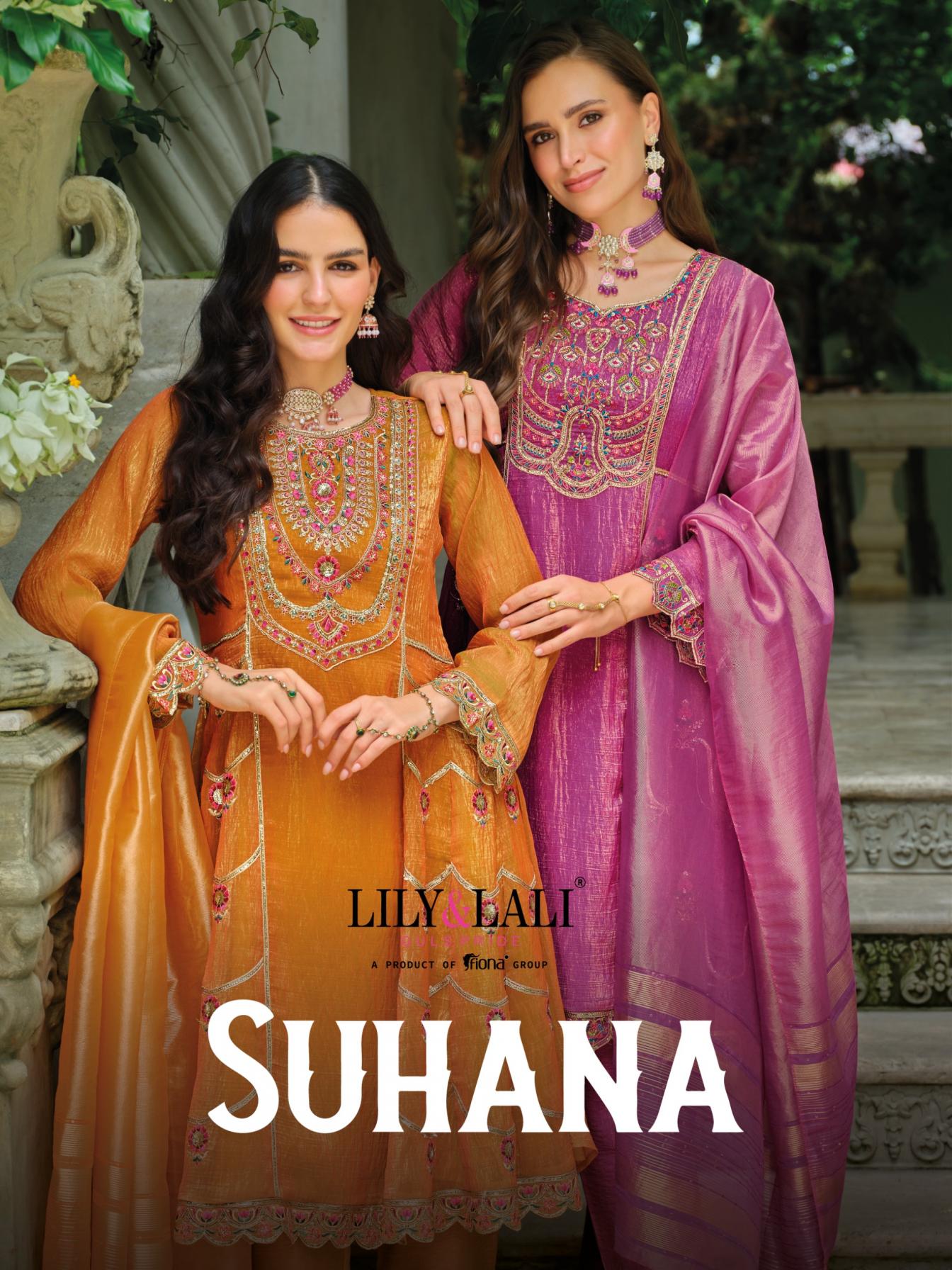 lily & lali suhana attractive simmer silk full stitch suit for womens 