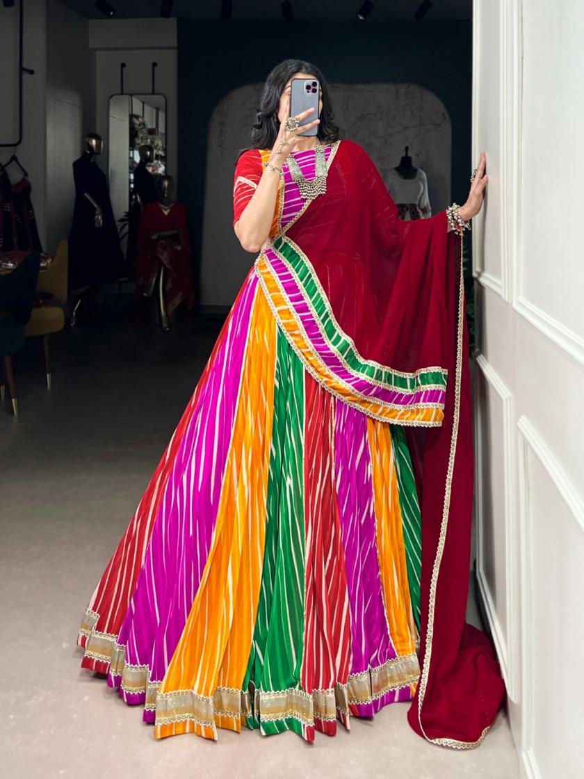 lnb1688 georgette full stitch leheriya print navratri chaniya choli 