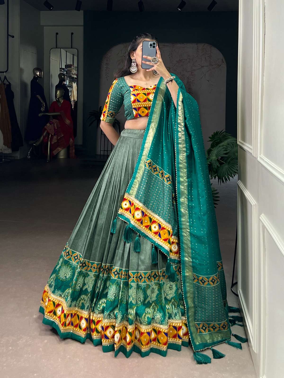 lnb1732 tassar silk half saree full stitch navratri chaniya choli online 