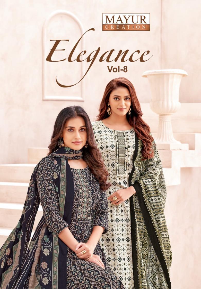 mayur creation elegance vol 8 cotton full stitch big size 3pcs dress 