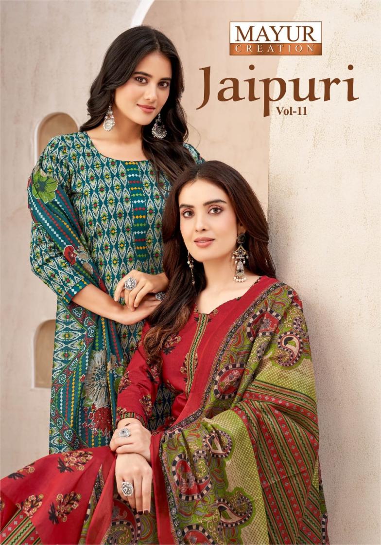mayur creation jaipuri vol 11 cotton readymade plus size amazing suit for womens 