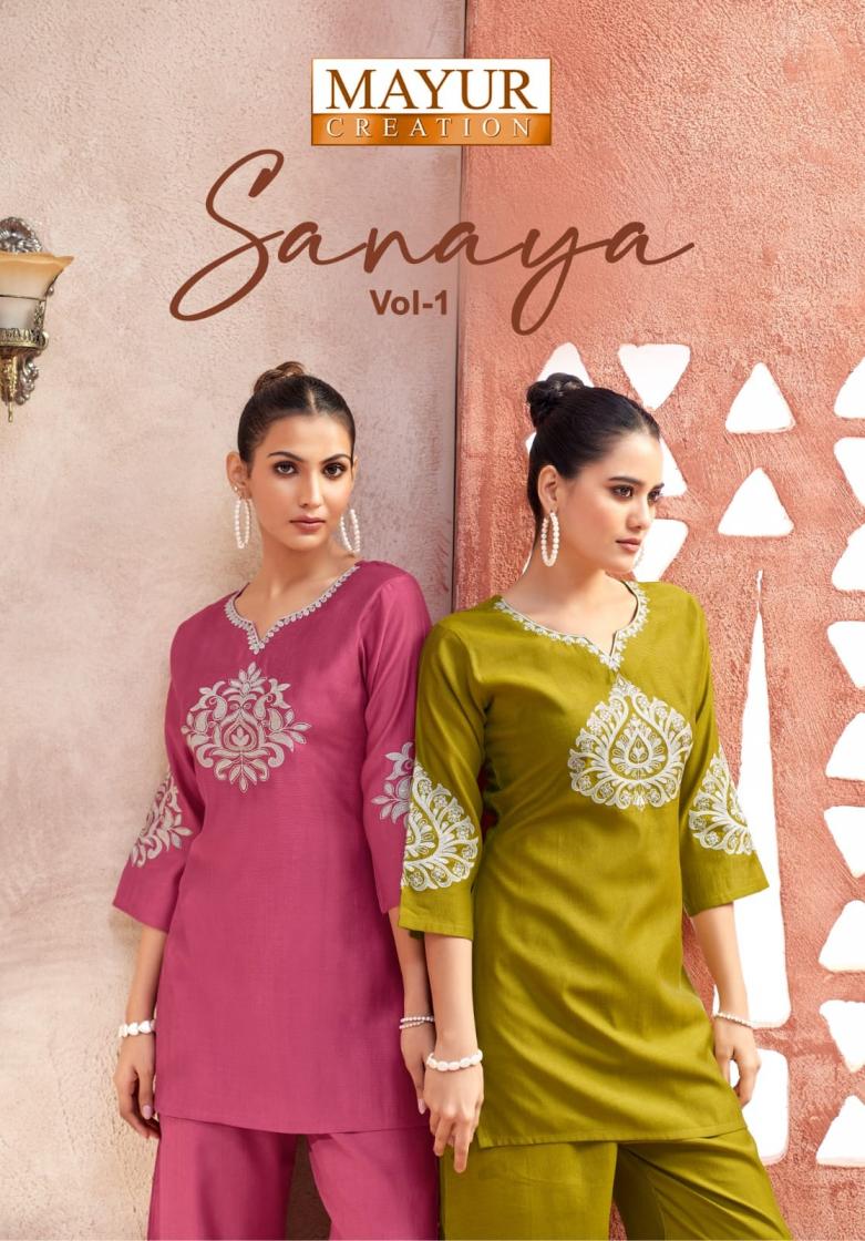 mayur creation sanaya vol 1 vetican silk classic readymade co-ord sets 