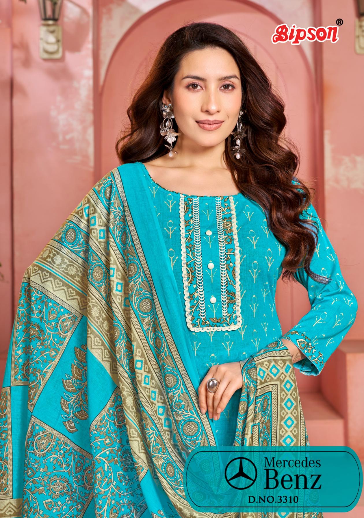 mercedes 3310 bipson prints cotton print unstitch suits 