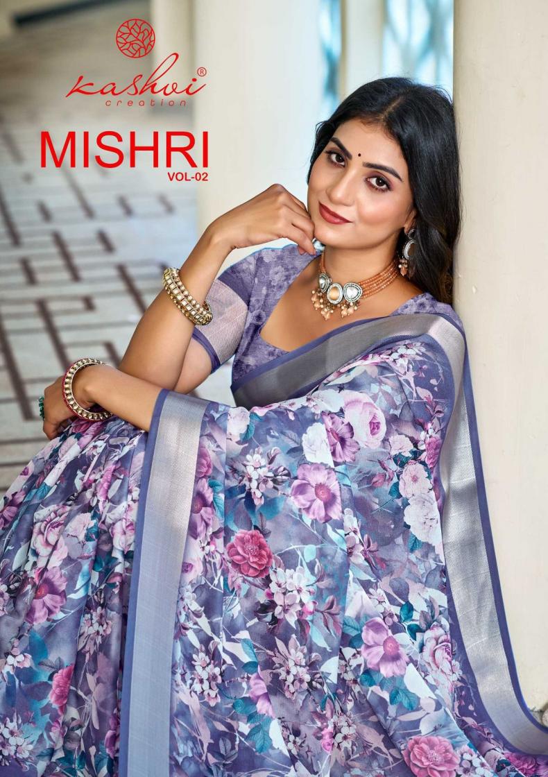 mishri vol 2 by kashvi creation dull moss gorgeous look saree 