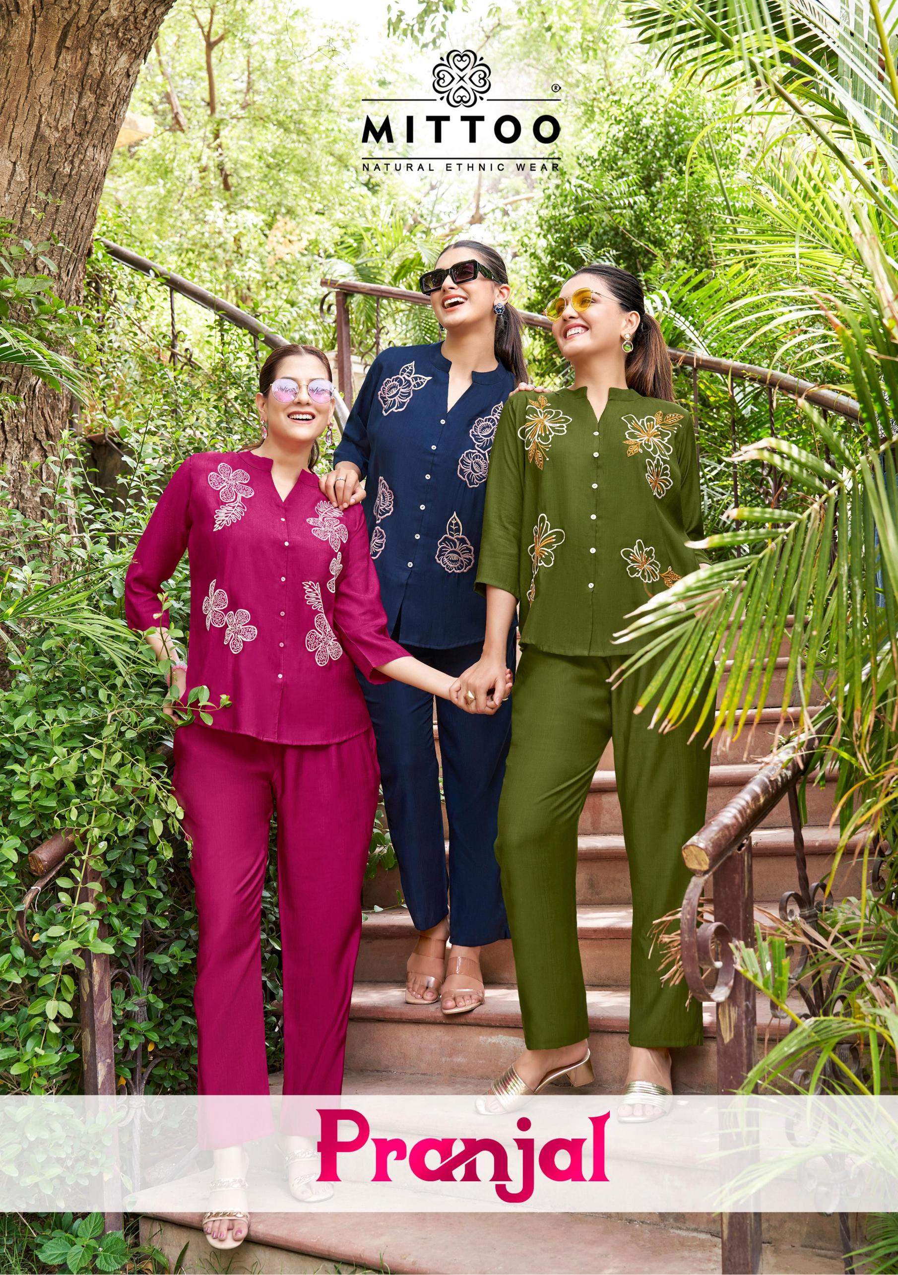 mittoo pranjal viscose weaving readymade elegance co-ord sets 