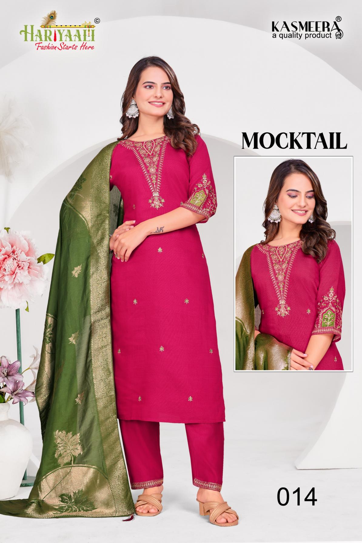 mocktail by hariyaali vertican silk readymade combo 3pcs dress