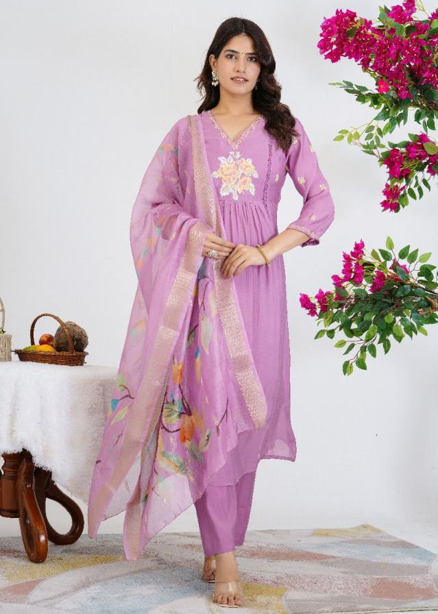 modern mul chanderi combo set readymade unique suit for womens 