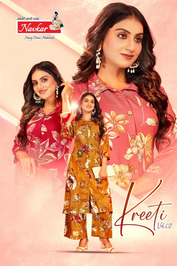 navkar kreeti vol 2 rayon fully stitch classic co-ord set for girls