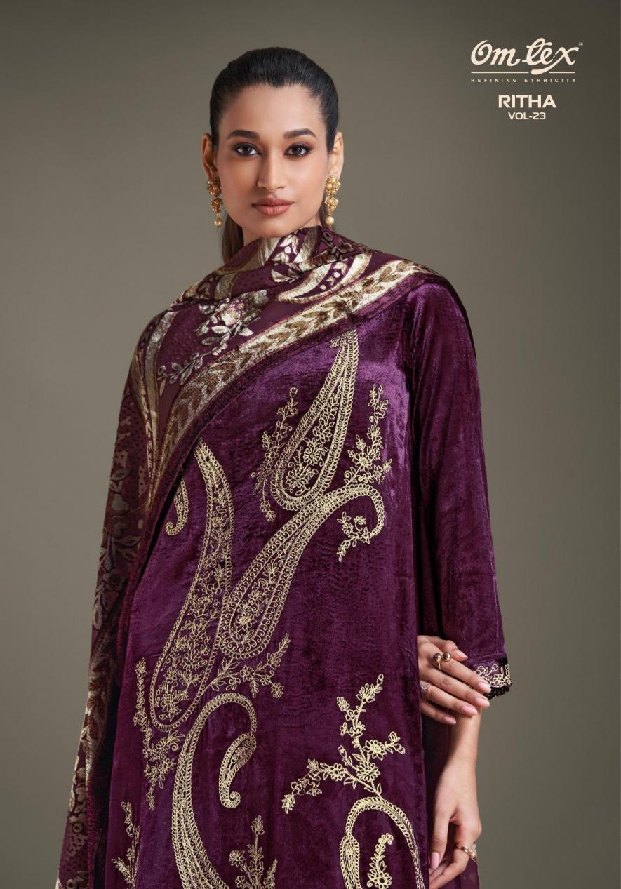 omtex ritha vol 23 winter special viscose velvet salwar kameez 