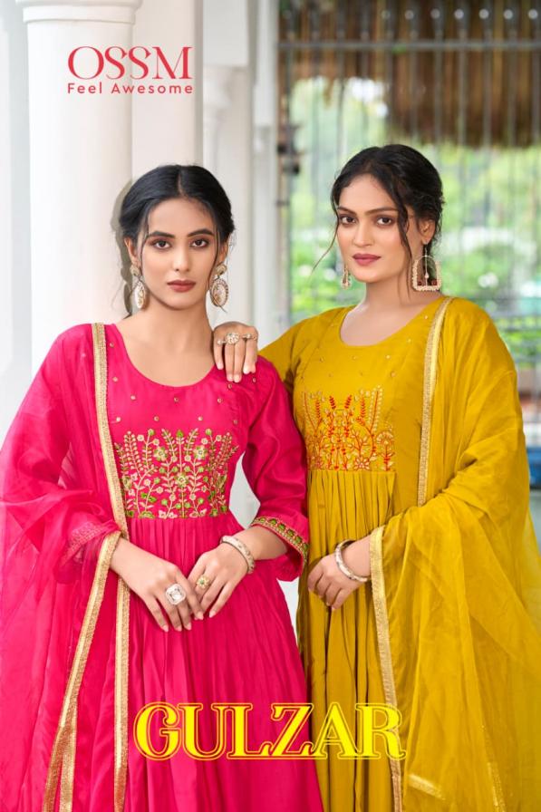 ossm gulzar viscose roman silk pretty readymade 3pcs dress