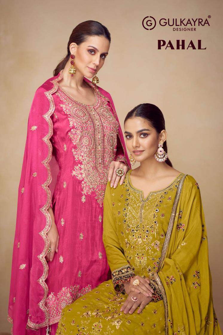 pahal by gulkayra designer readymade chinon plazzo kurti with dupatta 