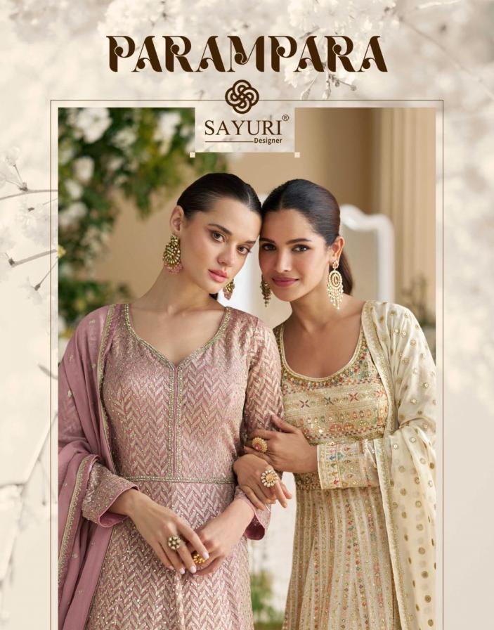 parampara by sayuri designer georgette readymade party wear gown with dupatta 