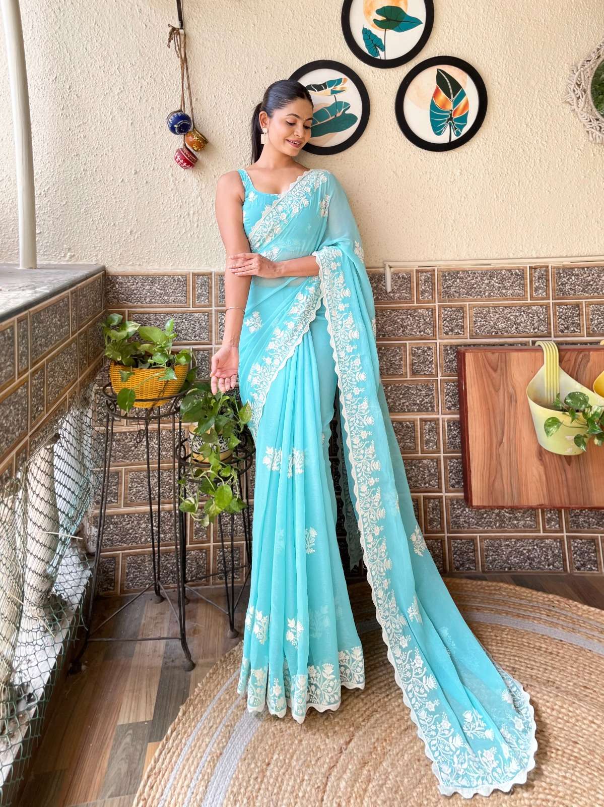 pr ds 631 new trendy shimmer silk beautiful work ethnic saree with blouse