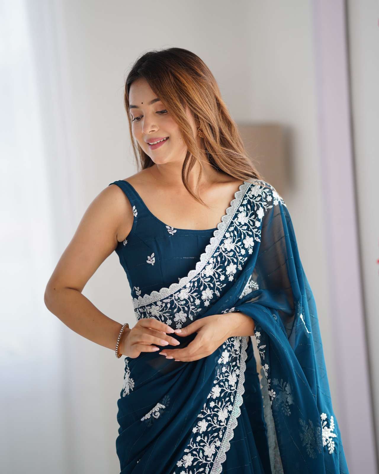 pr ds 679 stylish colour sequence work georgette saree