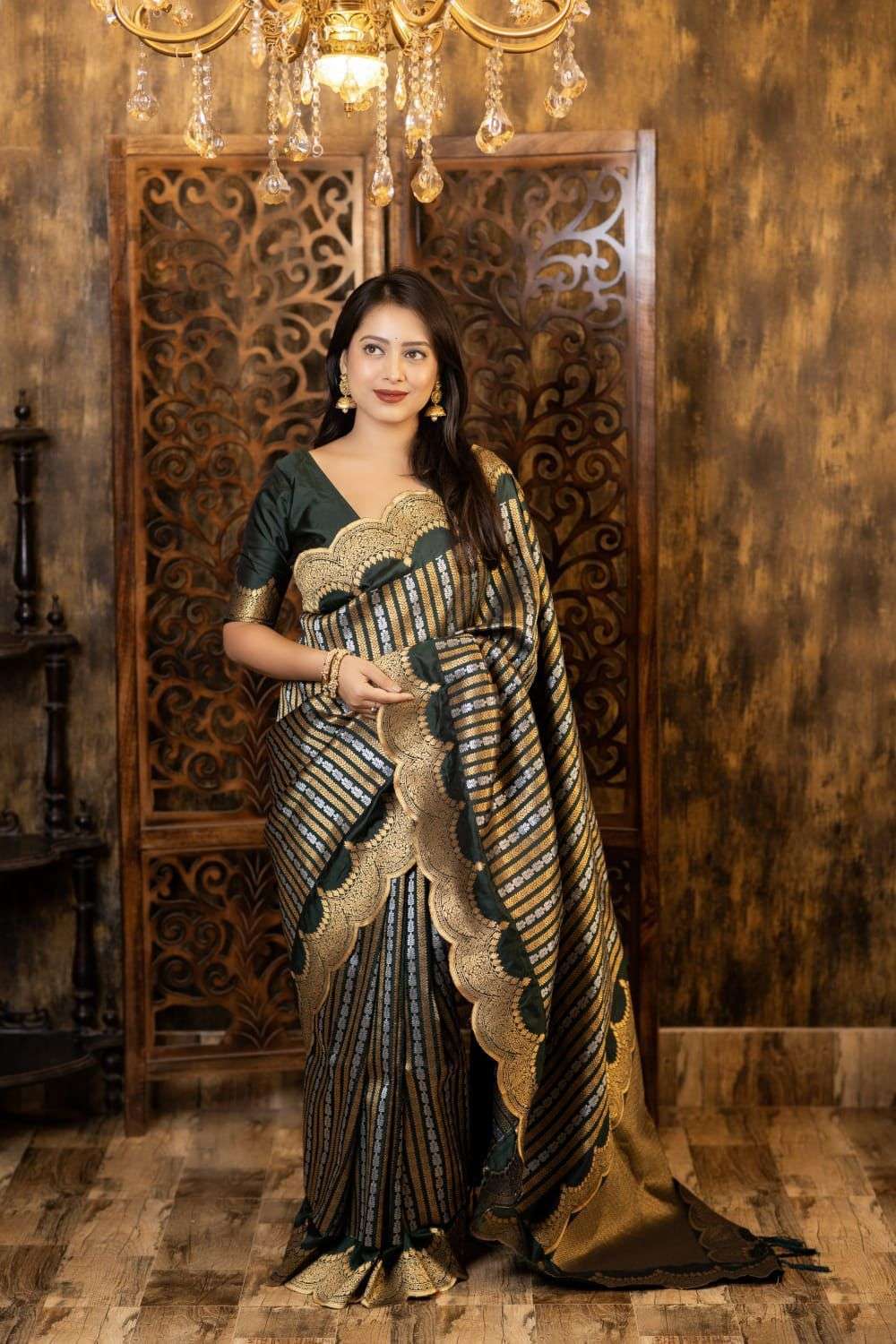 pr kc 143 madhumati banarasi silk zari woven casual saree supplier 